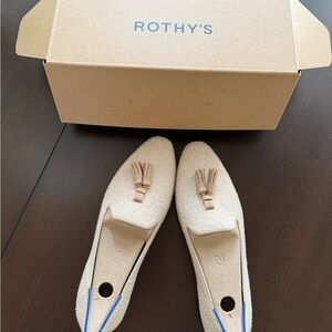 Rothy's Bouclé Tassel Cream Loafers